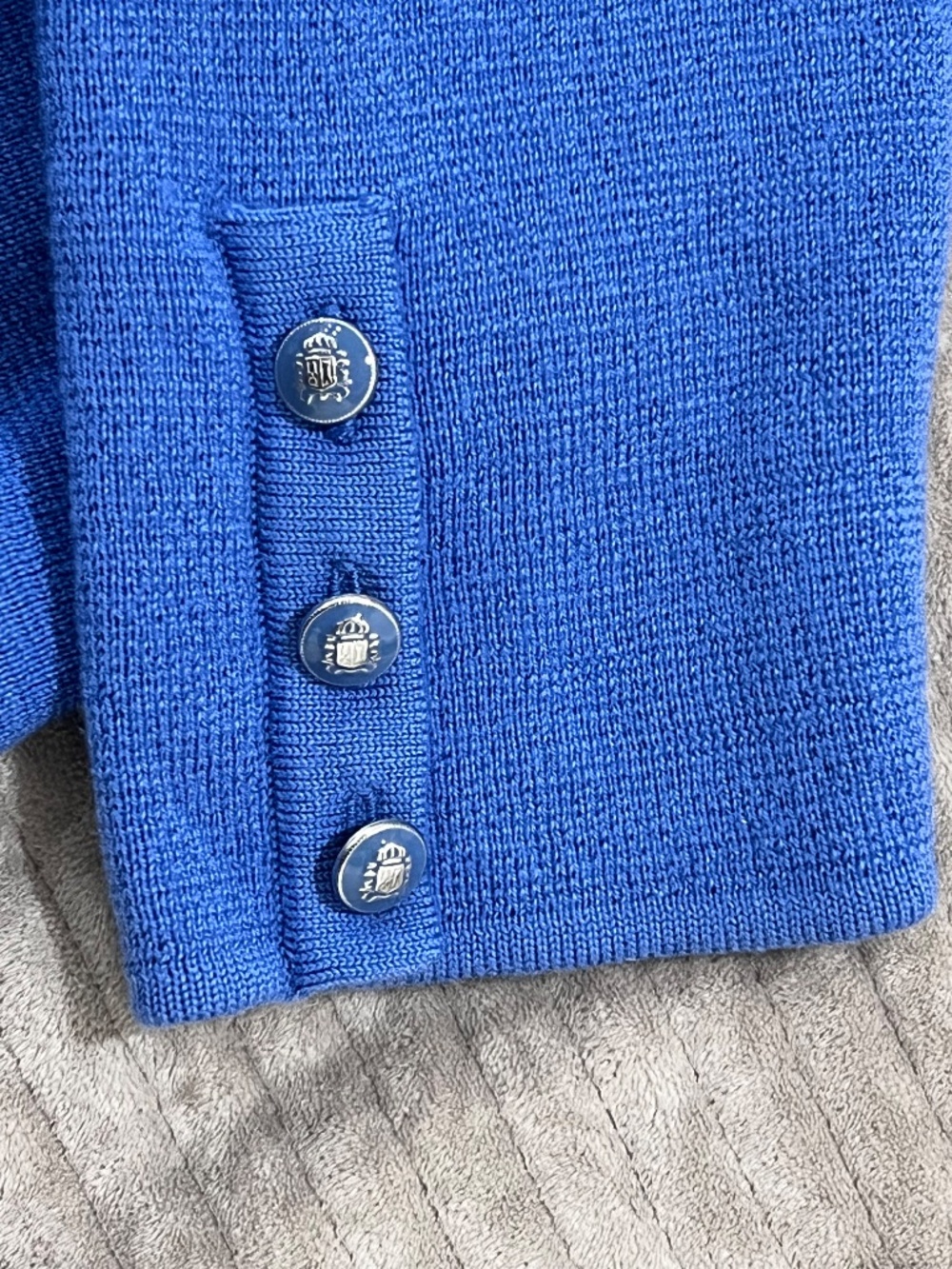 Pure Merino Wool Talbots Sweater Blazer Jacket Blue Size Large Button Front - Picture 9 of 16